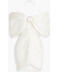 Rasario - Off-the-shoulder Embellished Linen-blend Mini Dress - Lyst