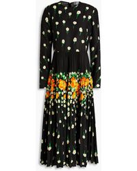 RED Valentino - Pleated Floral-print Cotton-blend Midi Dress - Lyst
