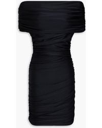 Coperni - Schulterfreies minikleid aus glänzendem jersey mit raffungen - Lyst