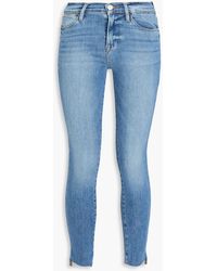 FRAME - Hoch sitzende jeans "le high straight" mit geradem bein in ausgewaschener optik - Lyst