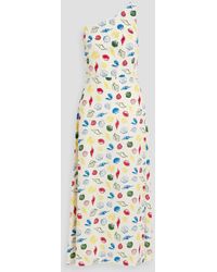 HVN - Elena One-shoulder Floral-print Crepe Maxi Dress - Lyst