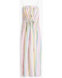 Ganni - Striped Cotton-poplin Midi Dress - Lyst