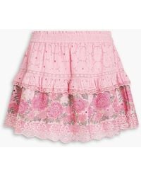 LoveShackFancy - Shawna Tiered Embroidered Broderie Anglaise Cotton Mini Skirt - Lyst