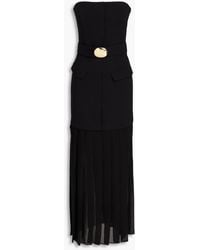 Nicholas - Reagan Strapless Pleated Crepe And Georgette Maxi Dress - Lyst