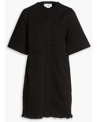 Victoria Beckham - Frayed Denim Mini Shirt Dress - Lyst