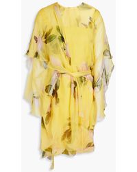 Valentino Garavani - Floral-print Silk-voile Mini Dress - Lyst