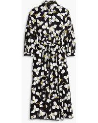 Diane von Furstenberg - Luna hemdkleid aus baumwoll-jacquard in midilänge mit floralem print - Lyst