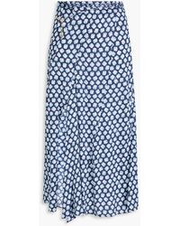 Maje - Printed Satin Midi Skirt - Lyst