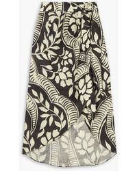 Johanna Ortiz - Zebra Found In India Printed Linen Wrap Midi Skirt - Lyst