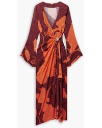 Johanna Ortiz - Sanctuary For Dream Printed Satin-Jacquard Midi Wrap Dress - Lyst