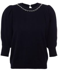 Ba&sh - Nea Embellished Cotton, Silk And Cashmere-blend Sweater - Lyst