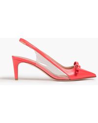 Red(V) - Sadie Bow-detailed Leather And Pvc Slingback Pumps - Lyst