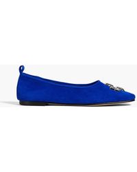 Tory Burch - Eleanor Embellished Suede Ballet Flats - Lyst
