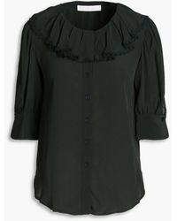 See By Chloé - Lace-trimmed Ruffled Crepe De Chine Blouse - Lyst