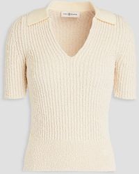 Tory Burch - Ribbed Bouclé-knit Cotton Polo Shirt - Lyst