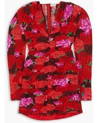 Magda Butrym - Ruched Floral-print Silk Mini Dress - Lyst