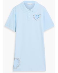 Area - Embellished Cotton-Piqué Mini Shirt Dress - Lyst