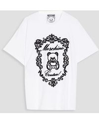 Moschino - Embroidered Cotton-jersey T-shirt - Lyst
