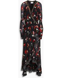 Camilla - Ruffled Printed Silk-crepon Midi Wrap Dress - Lyst