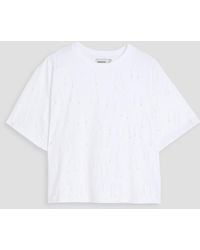 Jonathan Simkhai - Cropped Bead-embellished Stretch-cotton Jersey T-shirt - Lyst