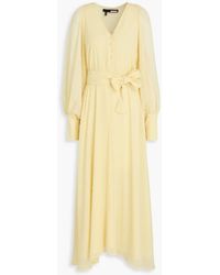ROTATE BIRGER CHRISTENSEN - Belted Fil Coupé Crepon Midi Dress - Lyst