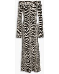 By Malene Birger - Bennie Off-The-Shoulder Zebra-Print Tencel-Blend Maxi Dress - Lyst