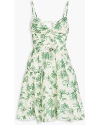 Sandro - Nances Twisted Cutout Floral-print Linen-blend Mini Dress - Lyst