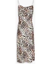 GOOD AMERICAN - Leopard-print Satin Midi Slip Dress - Lyst