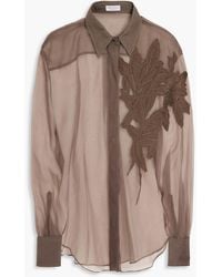 Brunello Cucinelli - Appliquéd Silk-Organza Shirt - Lyst