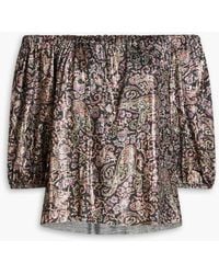 Ba&sh - Gustave Off-the-shoulder Metallic Paisley-print Jersey Top - Lyst