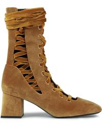 Zimmermann Lace-up Velvet Ankle Boots - Brown