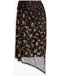 Rabanne - Wrap-effect Floral-print Stretch-jersey Skirt - Lyst
