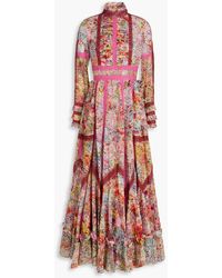 Valentino Garavani - Ruffled Floral-print Broderie Anglaise Cotton-blend Maxi Dress - Lyst
