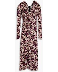 Diane von Furstenberg - Sylviana Ruched Floral-print Jersey Midi Dress - Lyst