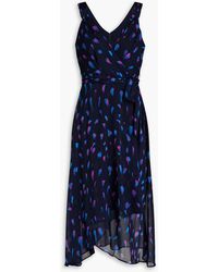 DKNY - Wrap-effect Printed Georgette Midi Dress - Lyst