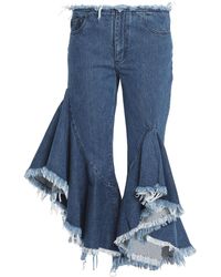 Marques'Almeida Marquesalmeida Frayed Ruffled Jeans - Blue