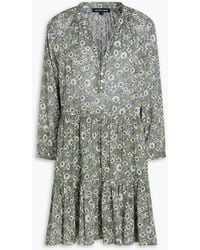 Veronica Beard - Bassano Tiered Floral-Print Cotton-Mousseline Mini Dress - Lyst