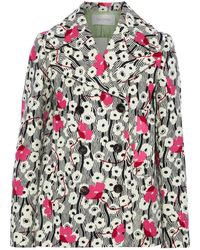 Valentino Garavani - Double-breasted Floral-print Wool-felt Jacket - Lyst