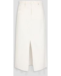 FRAME - The Midaxi Frayed Denim Midi Skirt - Lyst