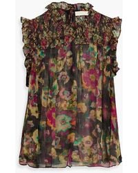 Ulla Johnson - Georgina Ruffled Printed Silk-Georgette Top - Lyst