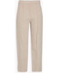 Emporio Armani - Cropped Linen Tapered Pants - Lyst