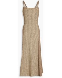 Ganni - Open-back Ribbed-knit Midi Dress - Lyst