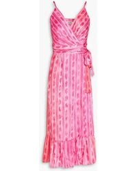 Sandro - Printed Twill Midi Wrap Dress - Lyst