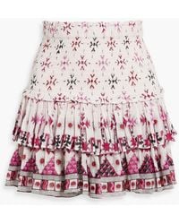 Isabel Marant - Naomi Ruffled Printed Cotton-Voile Mini Skirt - Lyst
