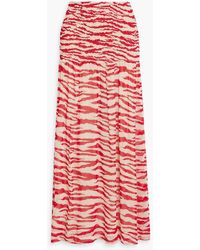 Ganni - Maxirock aus chiffon mit raffung und zebraprint - Lyst