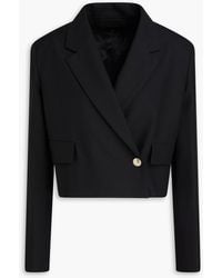 Maje - Cropped Double-breasted Twill Blazer - Lyst