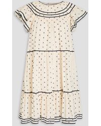 Ulla Johnson - Kaede gestuftes minikleid aus baumwolle mit fil coupé - Lyst