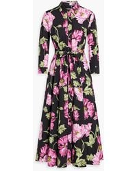 Diane von Furstenberg - Blaine Belted Floral-Print Cotton-Blend Poplin Midi Shirt Dress - Lyst
