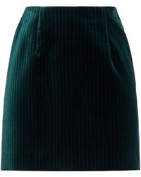 ALEXACHUNG Pinstriped Cotton-velvet Mini Skirt - Green
