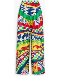 Dolce & Gabbana - Bedruckte hose mit weitem bein aus seiden-twill - Lyst